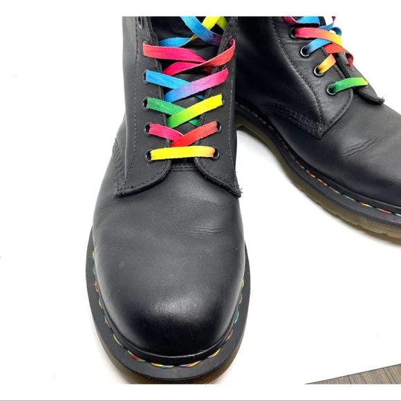 Dr. Martens Pascal Rainbow Combat Boots Style 1460 Lace Up Boots - Picture 7 of 11